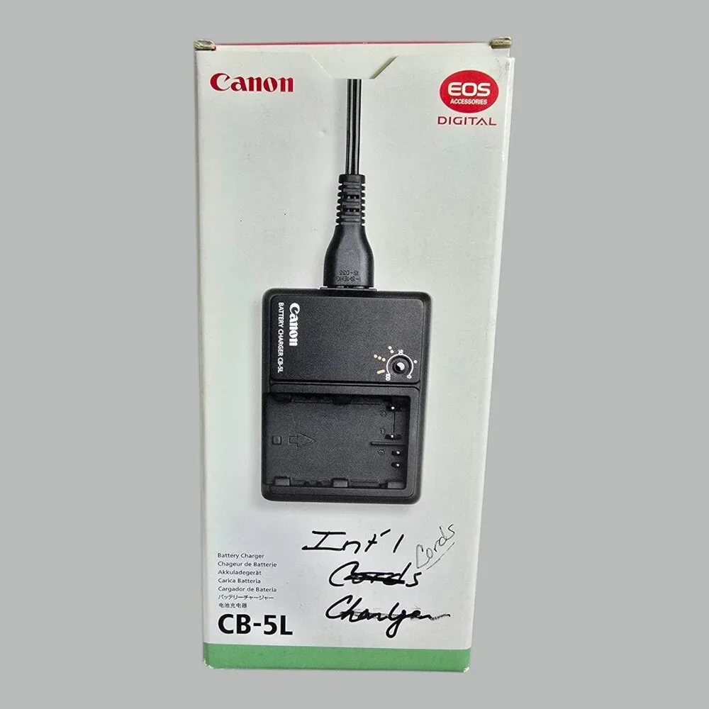 NEW! Canon CB-5L Battery Charger w/ 4 International Cords USA, Europe, etc
